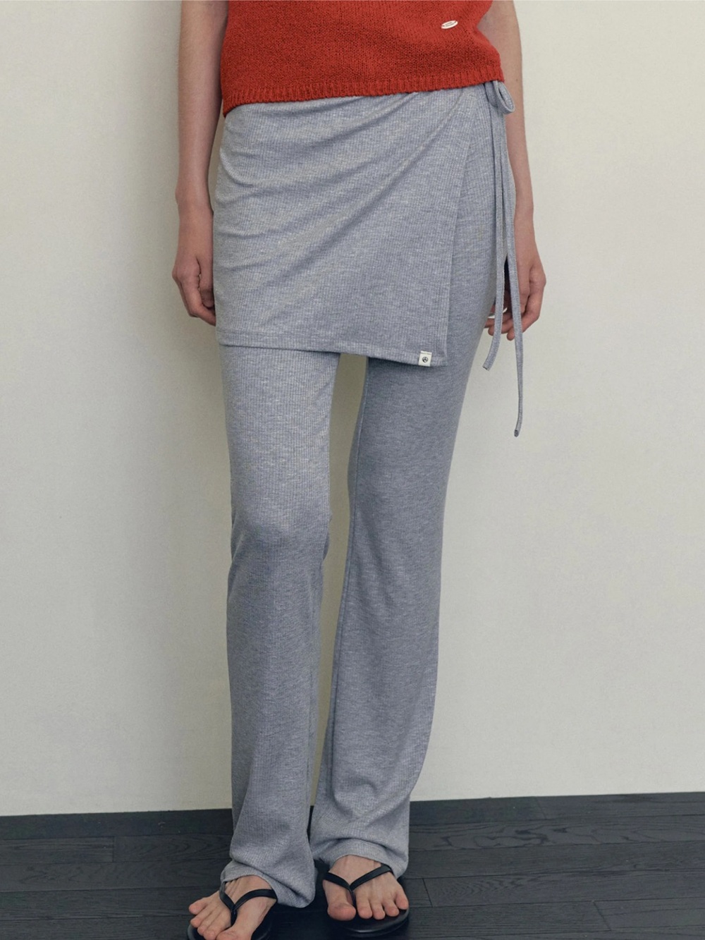 Musinsa Loeil Bootcut Layered Wrap Skirt Pants  (2 Piece)